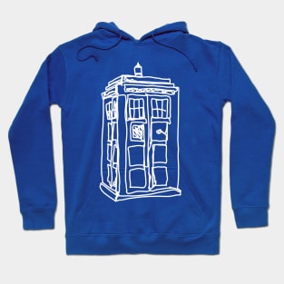 Bad Line Art Tardis In White Hoodie